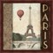 City Skyline Paris Vintage Square by Marco Fabiano 13" x 13" Framed Wall Art